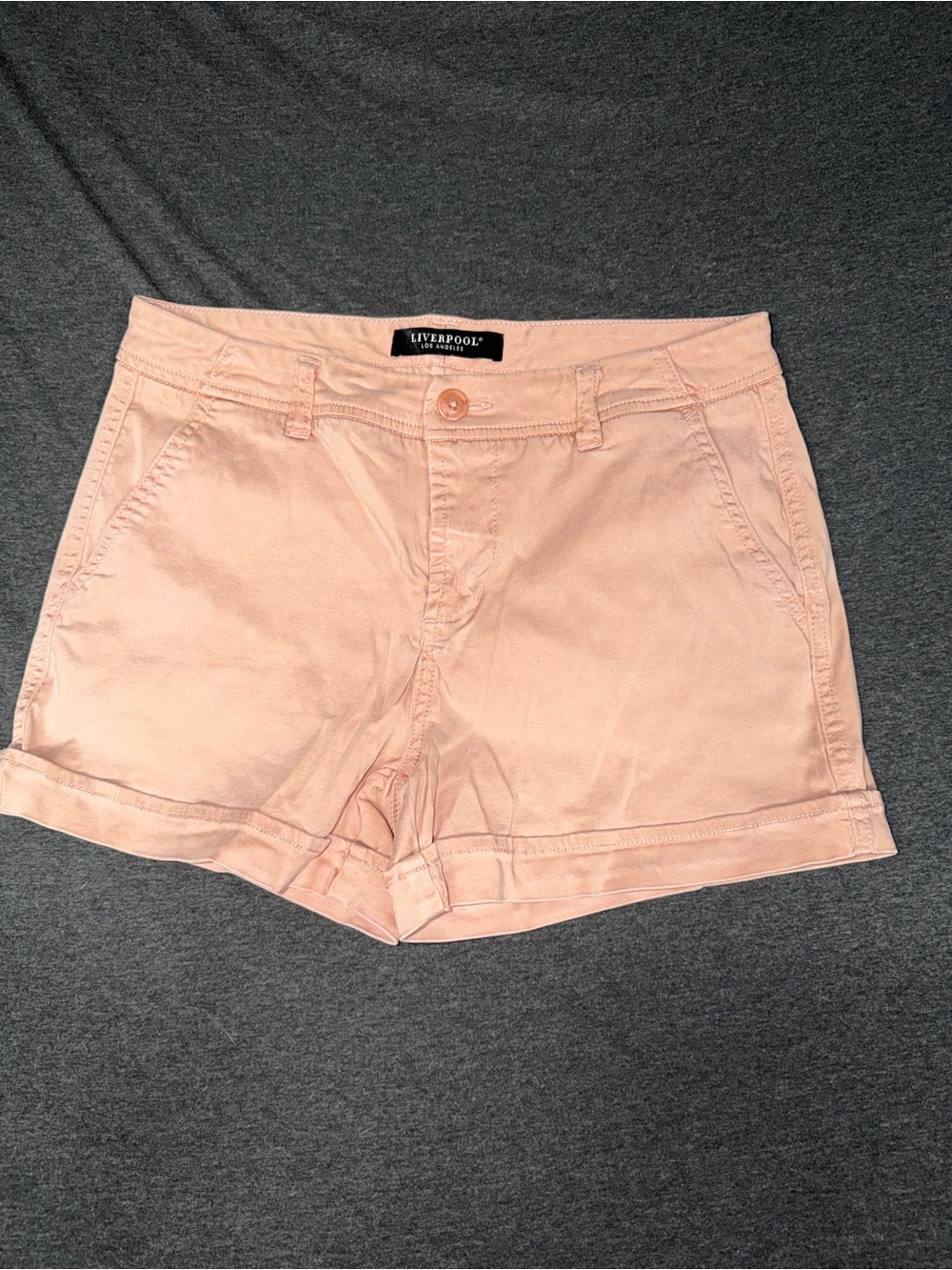 Liverpool Light Pink Roll-Cuff Cotton-Blend Shorts